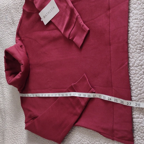 NWT Athleta XS 24/7 Funnel Neck Relaxed Organic Cotton Burgundy Sweatshirt - Picture 6 of 16